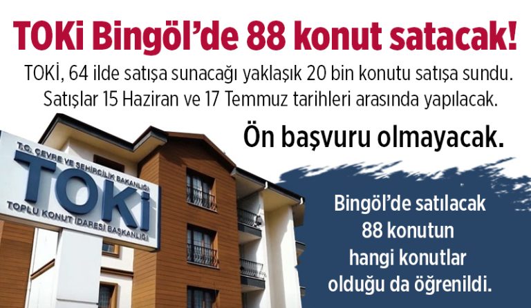 TOKİ Bingöl’de 88 konut satacak!